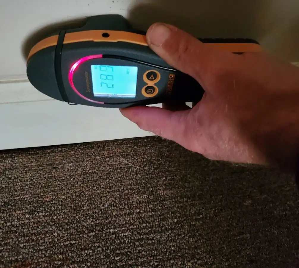 Moisture detection at baseboard during Burst Pipe Cleanup in South Whitehall